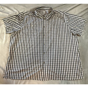 KingSize Big Long Sleeve Mens Button down Grey, Black,& White Strip 3XL